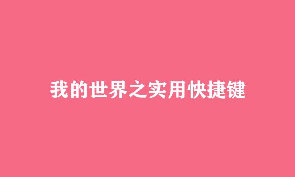 我的世界之实用快捷键