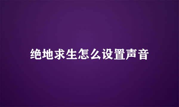 绝地求生怎么设置声音