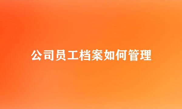 公司员工档案如何管理