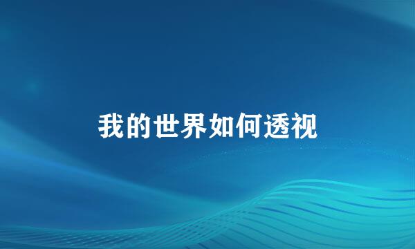 我的世界如何透视