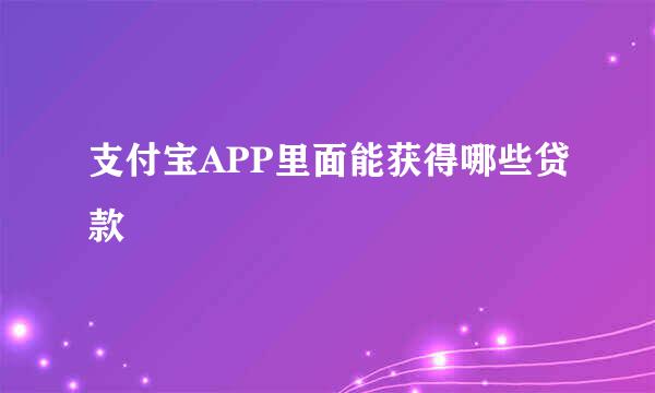 支付宝APP里面能获得哪些贷款