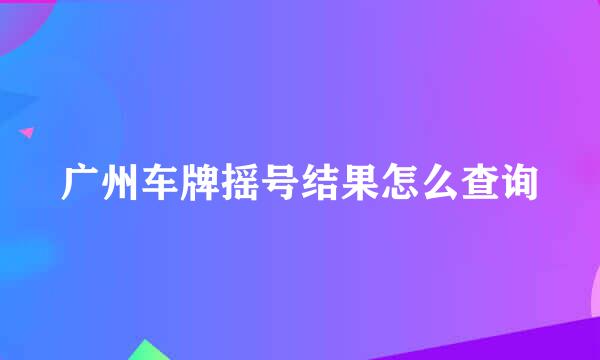 广州车牌摇号结果怎么查询