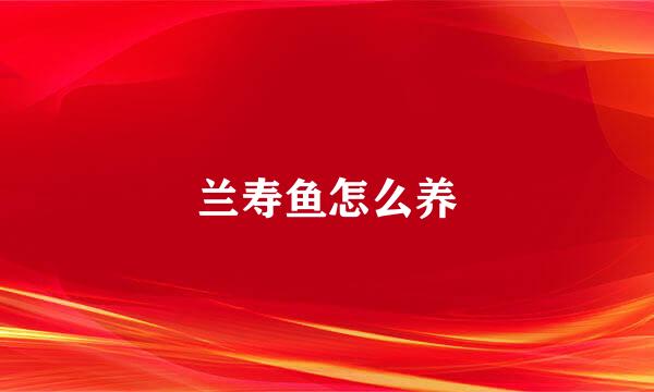 兰寿鱼怎么养
