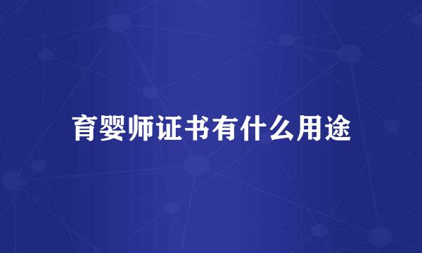 育婴师证书有什么用途