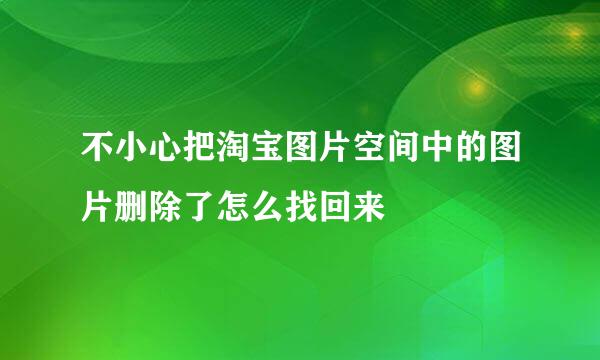 不小心把淘宝图片空间中的图片删除了怎么找回来