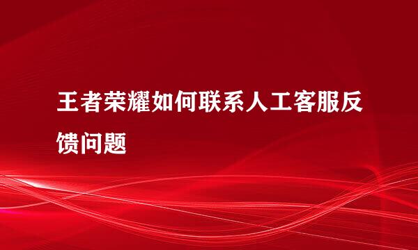 王者荣耀如何联系人工客服反馈问题