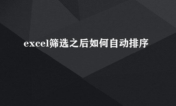excel筛选之后如何自动排序