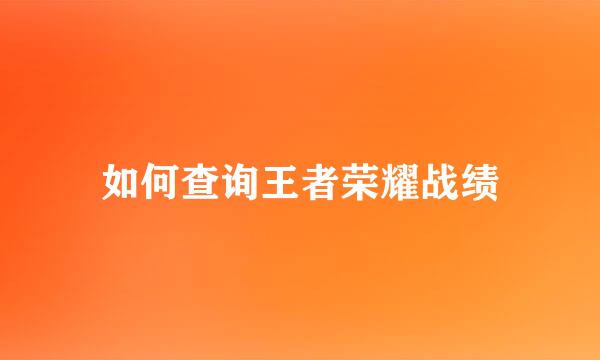 如何查询王者荣耀战绩