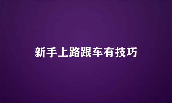 新手上路跟车有技巧