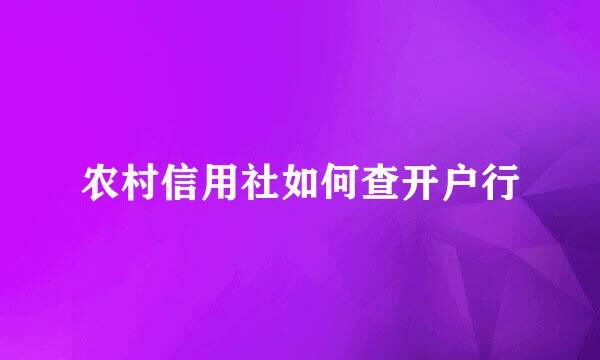 农村信用社如何查开户行
