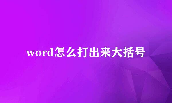 word怎么打出来大括号