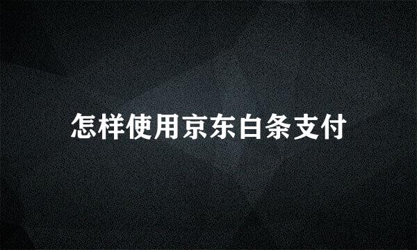 怎样使用京东白条支付