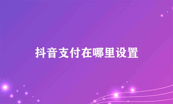 抖音支付在哪里设置