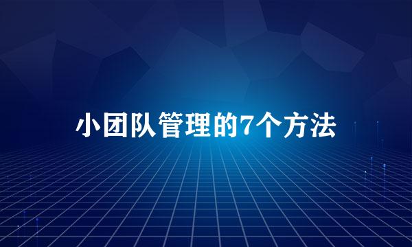 小团队管理的7个方法