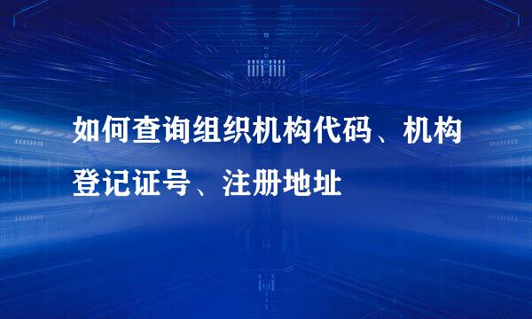 如何查询组织机构代码、机构登记证号、注册地址
