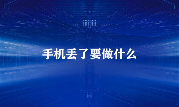 手机丢了要做什么