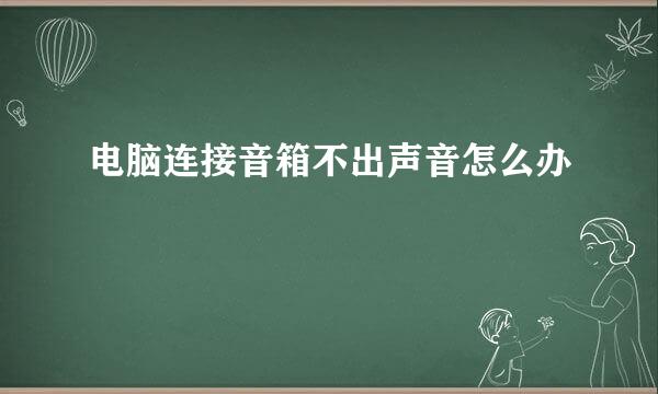 电脑连接音箱不出声音怎么办