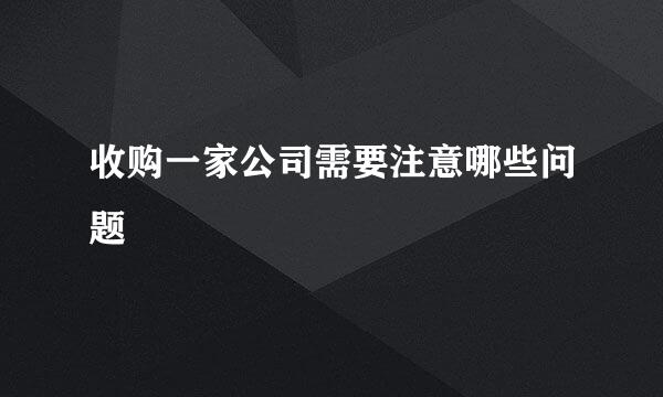 收购一家公司需要注意哪些问题