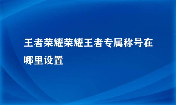 王者荣耀荣耀王者专属称号在哪里设置