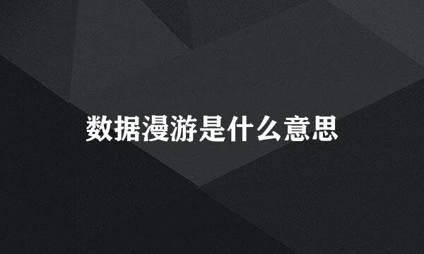 数据漫游是什么意思