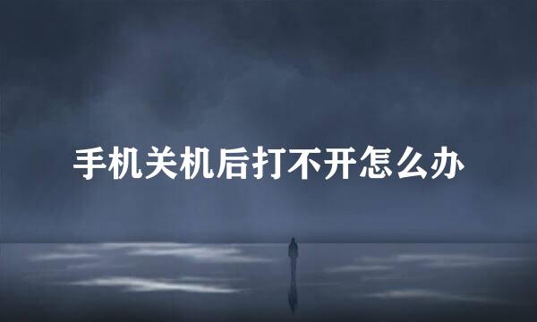 手机关机后打不开怎么办