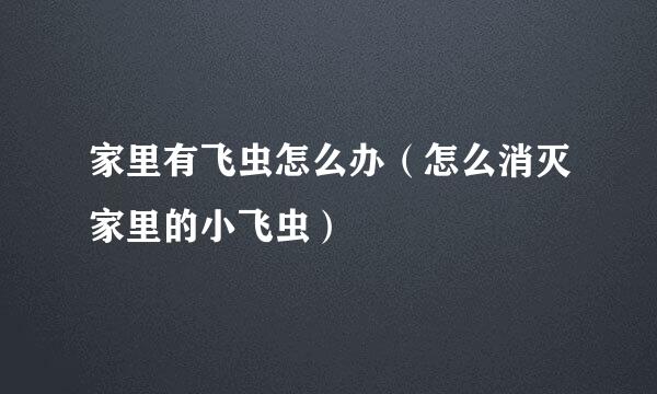 家里有飞虫怎么办（怎么消灭家里的小飞虫）