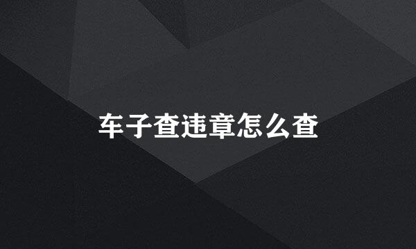 车子查违章怎么查