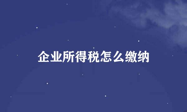 企业所得税怎么缴纳