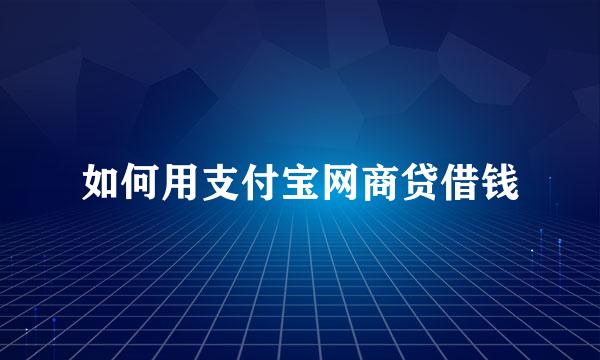 如何用支付宝网商贷借钱