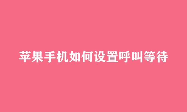 苹果手机如何设置呼叫等待