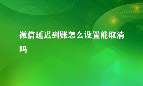 微信延迟到账怎么设置能取消吗