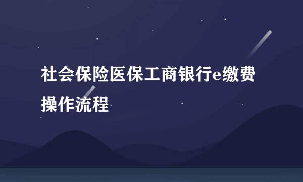 社会保险医保工商银行e缴费操作流程