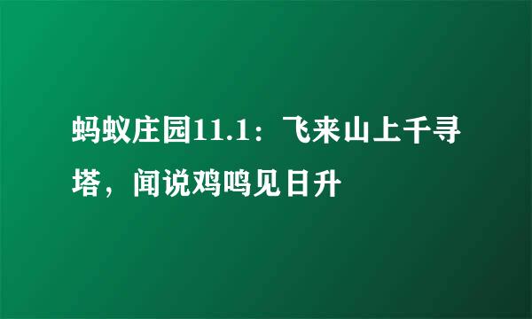 蚂蚁庄园11.1：飞来山上千寻塔，闻说鸡鸣见日升
