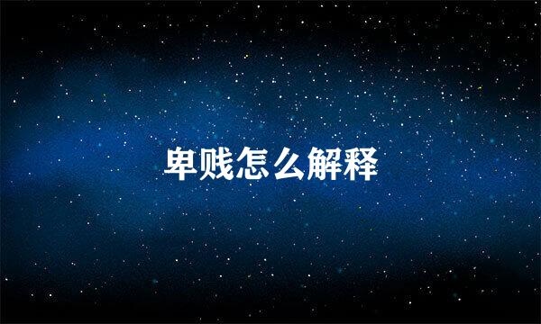 卑贱怎么解释