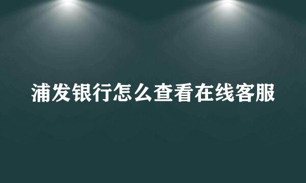 浦发银行怎么查看在线客服