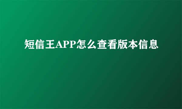 短信王APP怎么查看版本信息