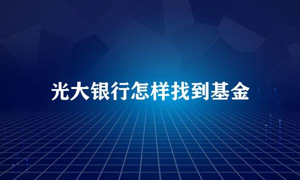 光大银行怎样找到基金