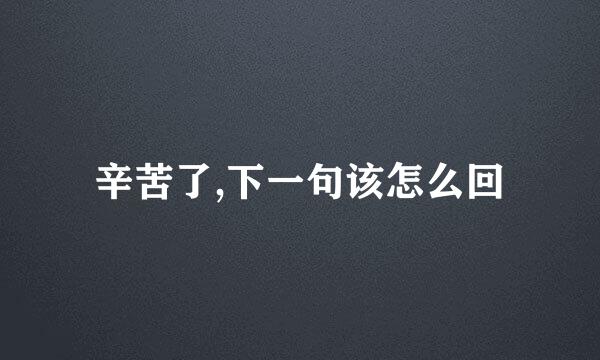 辛苦了,下一句该怎么回