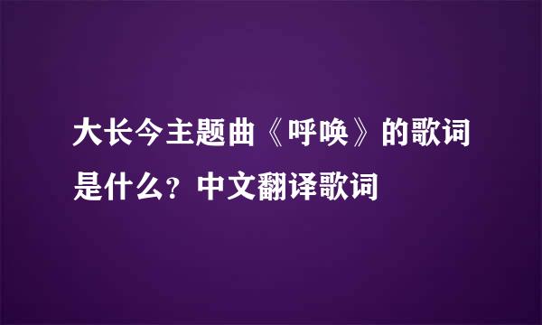 大长今主题曲《呼唤》的歌词是什么？中文翻译歌词