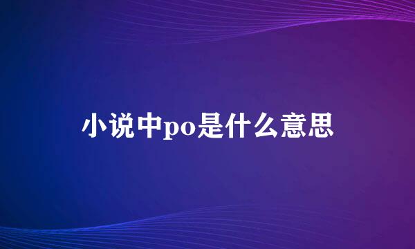 小说中po是什么意思