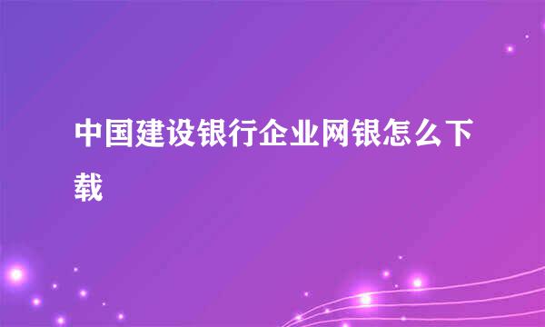 中国建设银行企业网银怎么下载