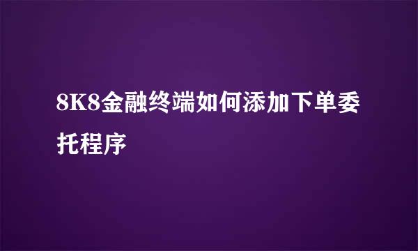 8K8金融终端如何添加下单委托程序