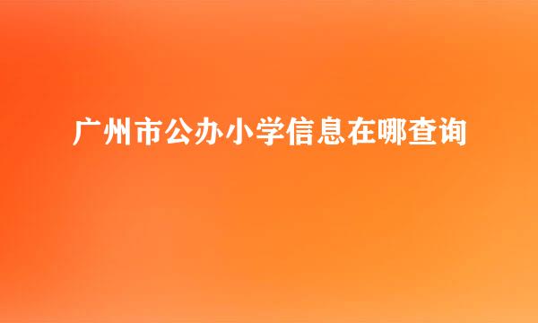 广州市公办小学信息在哪查询