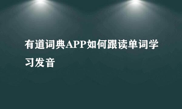 有道词典APP如何跟读单词学习发音
