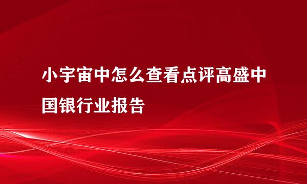 小宇宙中怎么查看点评高盛中国银行业报告