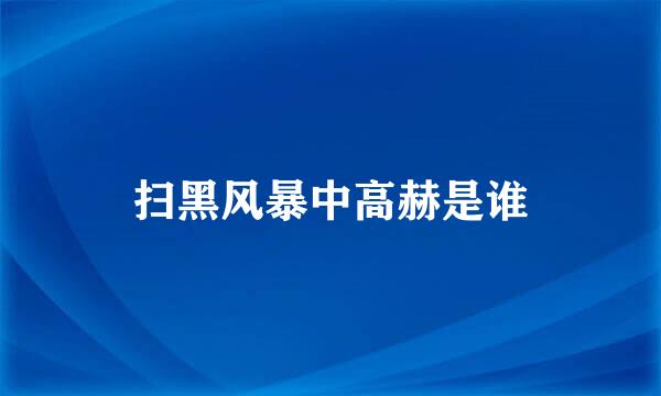 扫黑风暴中高赫是谁