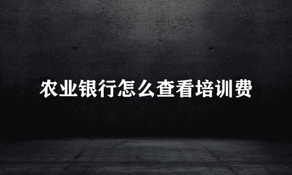 农业银行怎么查看培训费