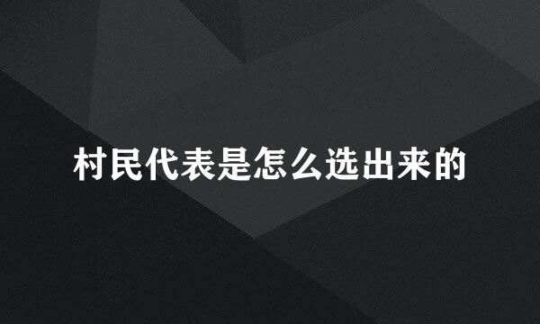 村民代表是怎么选出来的