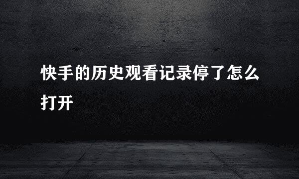 快手的历史观看记录停了怎么打开