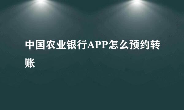 中国农业银行APP怎么预约转账